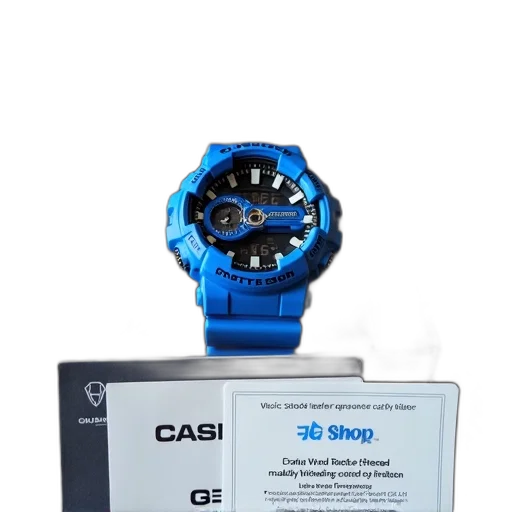 jewelry, blue, casio, g-shock, watch, displayed, original, packaging transparent PNG cut-out