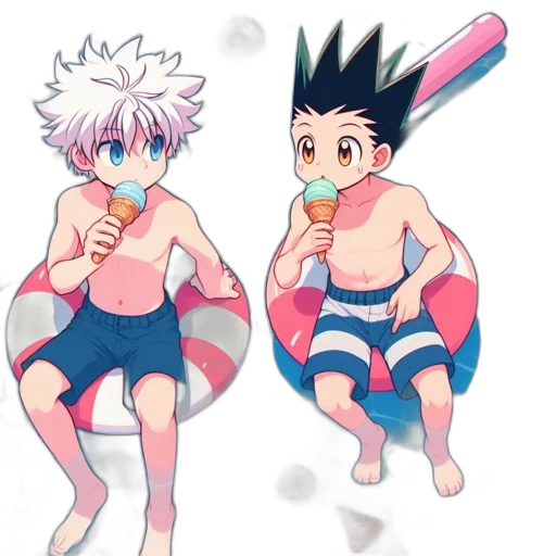 concept art, anime, vaporwave, cartoon, pastel, two, characters, enjoy transparent PNG cut-out