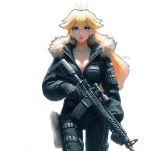 weapon, jacket, concept art, cyberpunk, pixel art, 3d render, animated, female transparent PNG cut-out
