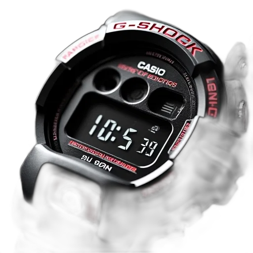 close-up, black, red, digital, casio, g-shock, watch, strap transparent PNG cut-out