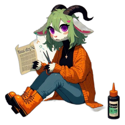 jacket, creature, bottle, animal, concept art, pixel art, anime, watercolor transparent PNG cut-out