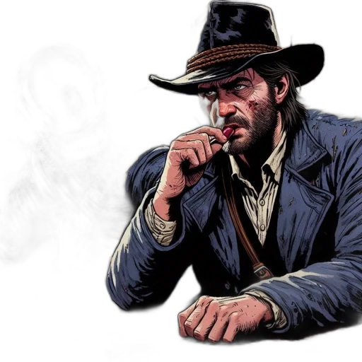 jacket, hat, weapon, staff, comic book art, concept art, photorealistic, cartoon transparent PNG cut-out