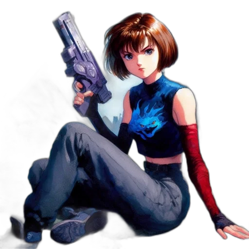 weapon, concept art, pixel art, comic book art, cyberpunk, outer space, blue, animated transparent PNG cut-out