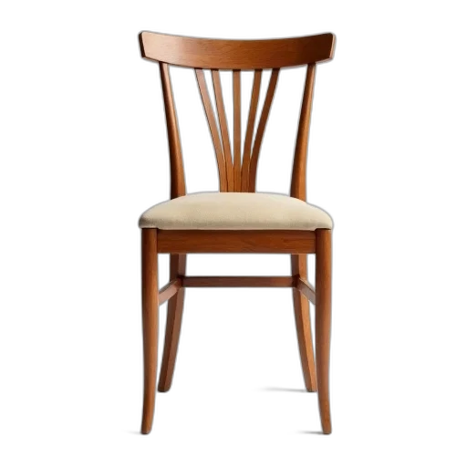 furniture, 3d render, wooden, dining, chair, beige, cushioned, seat transparent PNG cut-out