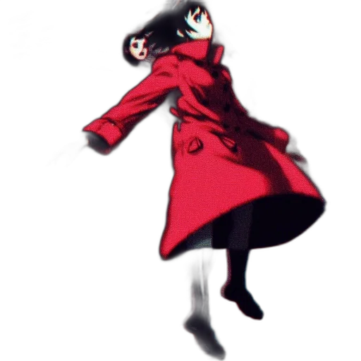 jacket, dress, staff, creature, concept art, pixel art, anime, 3d render transparent PNG cut-out
