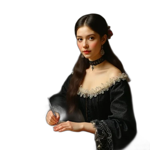 dress, jewelry, staff, face, photorealistic, oil painting, fantasy art, concept art transparent PNG cut-out