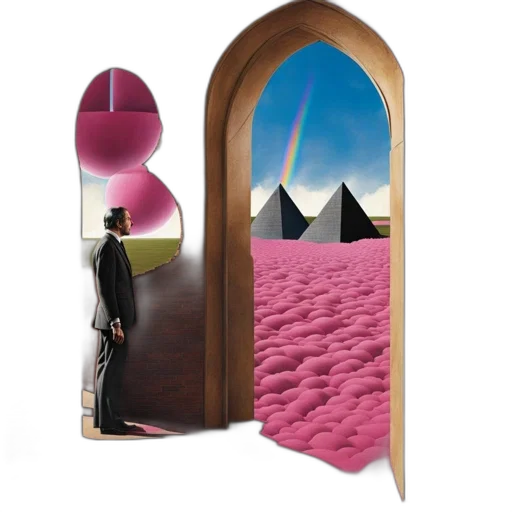 furniture, umbrella, concept art, 3d render, vaporwave, fantasy art, outer space, sunset transparent PNG cut-out