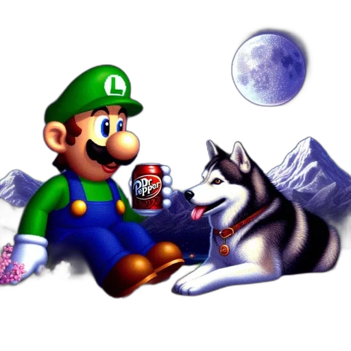animal, pixel art, concept art, 3d render, fantasy art, outer space, snow, monochrome transparent PNG cut-out