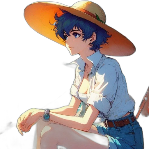 hat, staff, umbrella, weapon, anime, watercolor, concept art, pixel art transparent PNG cut-out