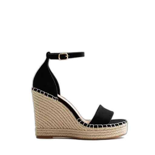 shoes, thelmal, espadrille, wedge, white, black transparent PNG cut-out