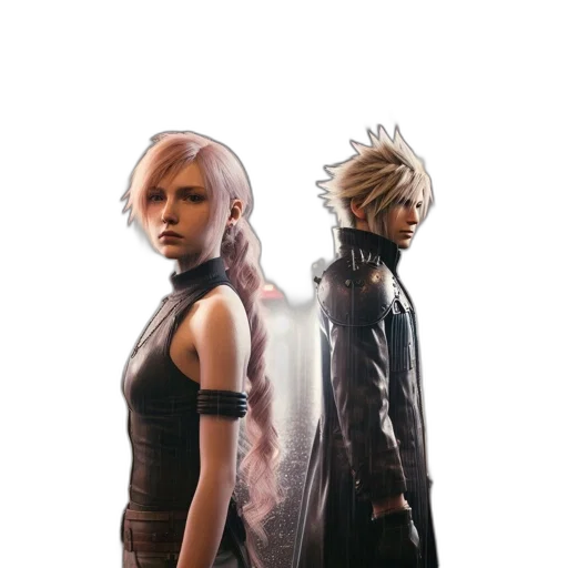 concept art, 3d render, fantasy art, cyberpunk, two, individuals, one, pink transparent PNG cut-out