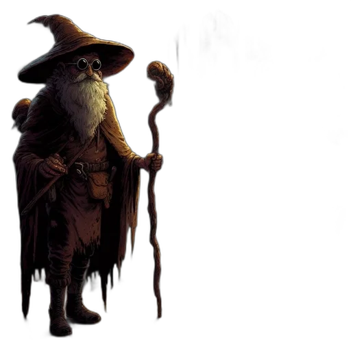 staff, hat, dragon, concept art, fantasy art, pixel art, photorealistic, fog transparent PNG cut-out