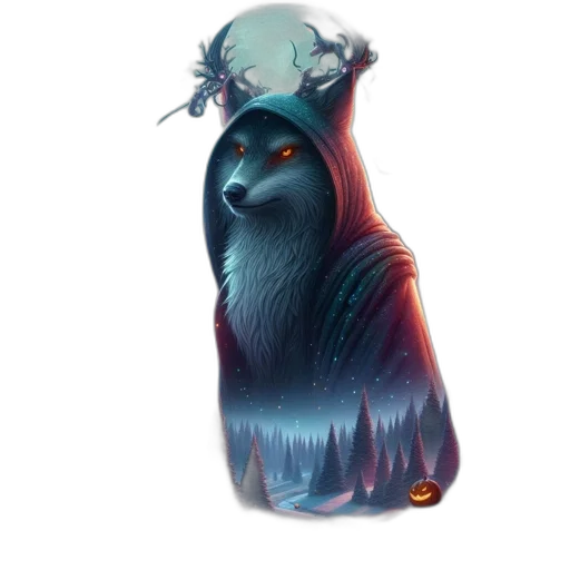 creature, crown, staff, animal, concept art, fantasy art, 3d render, another transparent PNG cut-out