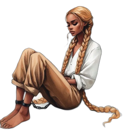 hair, staff, jewelry, concept art, fantasy art, comic book art, pixel art, earth tones transparent PNG cut-out