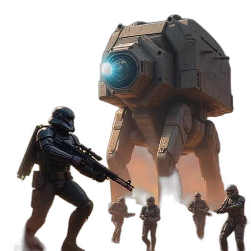 robot, weapon, concept art, 3d render transparent PNG cut-out