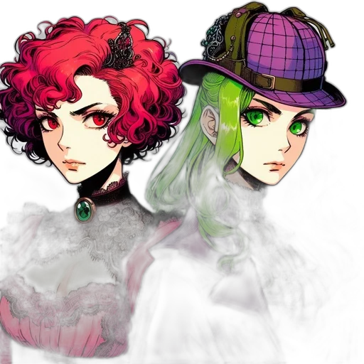 hat, crown, concept art, watercolor, fantasy art, anime, green, red transparent PNG cut-out