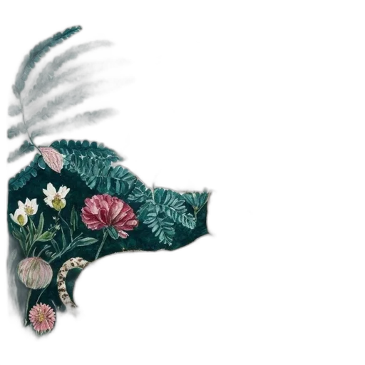 dragon, crown, mask, flower, watercolor, concept art, fantasy art, photorealistic transparent PNG cut-out