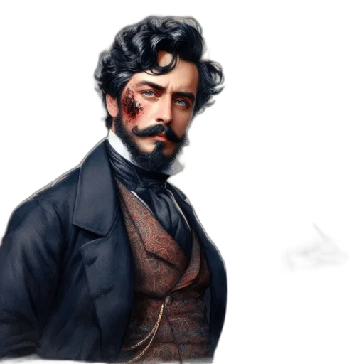 face, photorealistic, concept art, fantasy art, oil painting, dark, inside, vintage transparent PNG cut-out