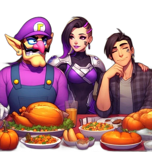 food, pixel art, concept art, fantasy art, cartoon, colorful, golden, three transparent PNG cut-out