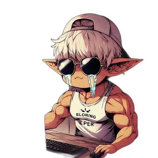 anime, pixel art, cyberpunk, concept art, animated, male, character, elf-like transparent PNG cut-out