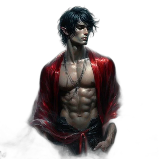 fantasy art, concept art, comic book art, photorealistic, red, dark, monochrome, muscular transparent PNG cut-out