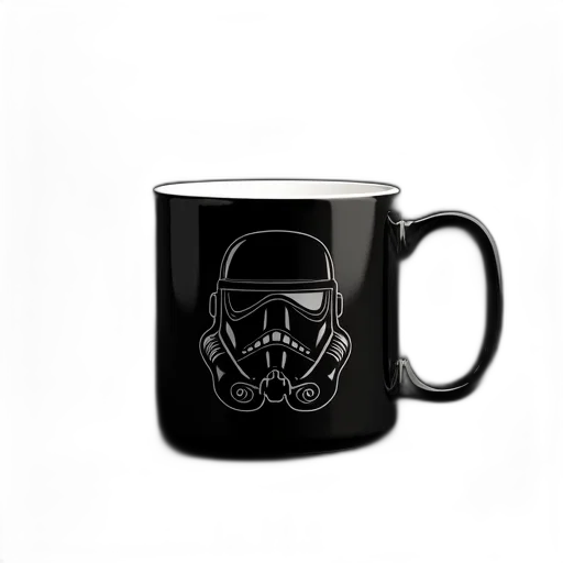 mask, cyberpunk, 3d render, photorealistic, black, mug, white, interior transparent PNG cut-out