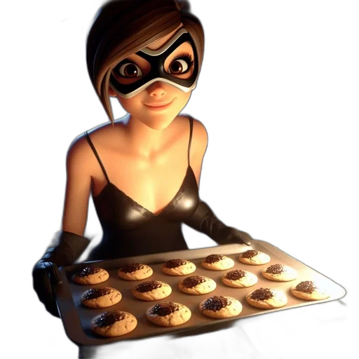 mask, food, 3d render, concept art, photorealistic, comic book art, animated, female transparent PNG cut-out