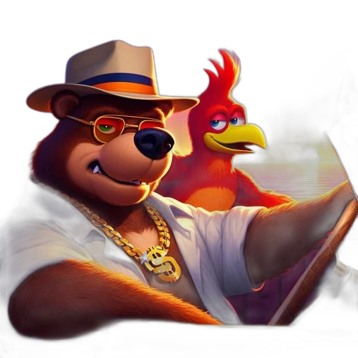 hat, staff, animal, concept art, 3d render, cartoon, photorealistic, fire transparent PNG cut-out