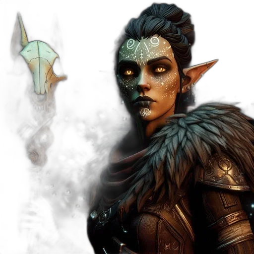 staff, fantasy art, concept art, comic book art, photorealistic, green, elf-like, character transparent PNG cut-out