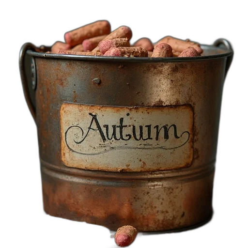 crown, food, photorealistic, old, tin, pail, word, autumtiles transparent PNG cut-out