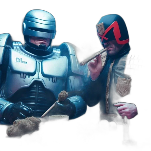 robot, weapon, concept art, comic book art, fantasy art, 3d render, blue, two transparent PNG cut-out