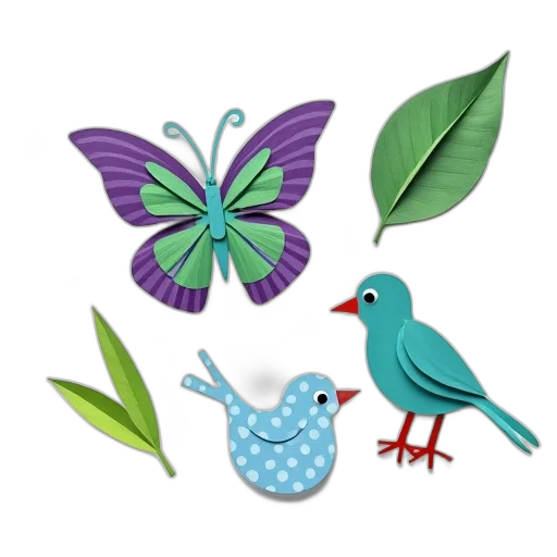3d render, concept art, pixel art, collection, colorful, paper, cutouts, including transparent PNG cut-out