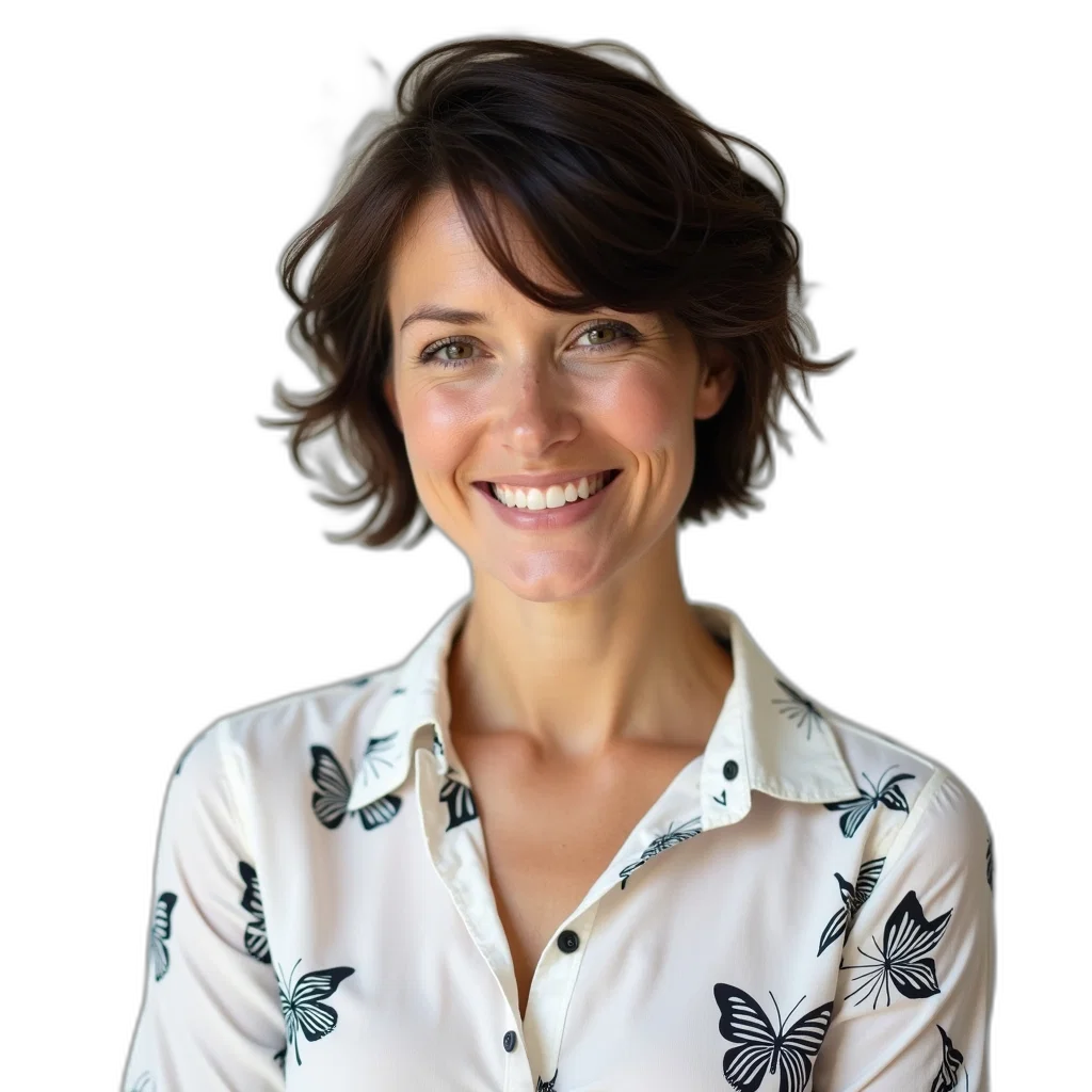 staff, jacket, face, crown, woman, short, hair, wearing transparent PNG cut-out