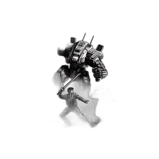 weapon, robot, sword, dragon, concept art, fantasy art, 3d render, pencil sketch transparent PNG cut-out