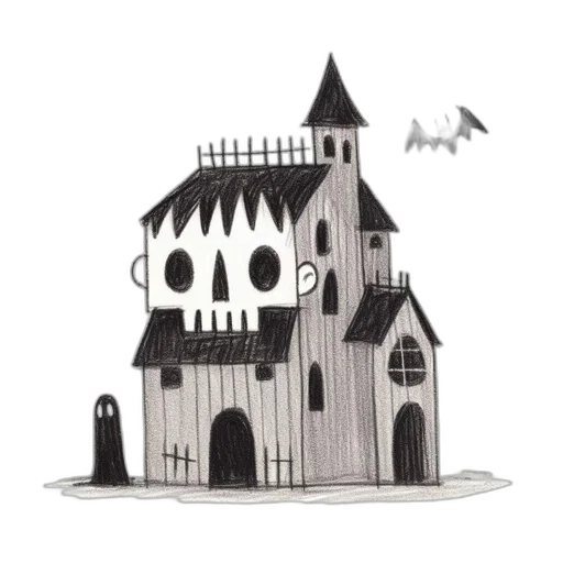 building, concept art, pixel art, fantasy art, watercolor, fog, monochrome, illustration transparent PNG cut-out