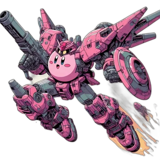 weapon, robot, animal, concept art, 3d render, vaporwave, vibrantly, colored transparent PNG cut-out