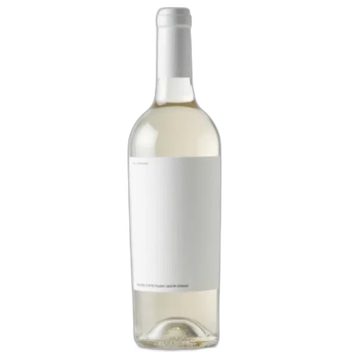 bottle, white, wine, plain, label, featuring, text, logo transparent PNG cut-out