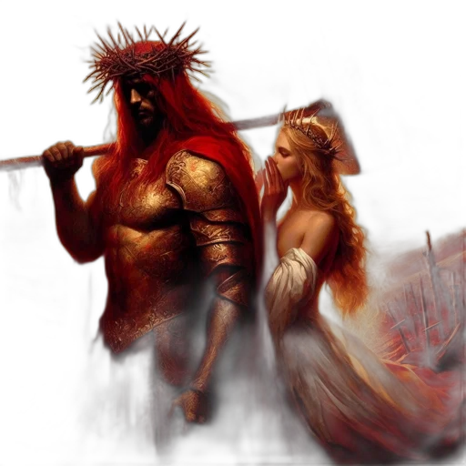 sword, fantasy art, concept art, photorealistic, comic book art, fire, red, dramatic transparent PNG cut-out