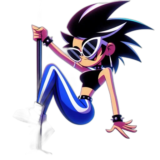 staff, concept art, cartoon, pixel art, comic book art, animated, girl, spiky transparent PNG cut-out