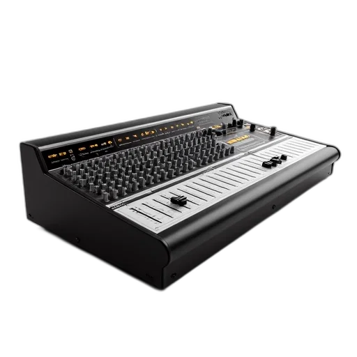 professional, audio, mixing, console, black, silver, design, featuring transparent PNG cut-out