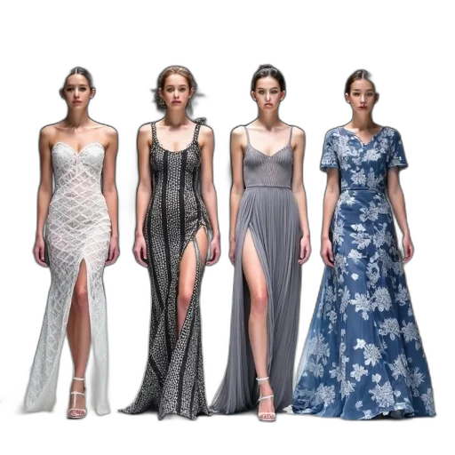 dress, concept art, photorealistic, monochrome, earth tones, pastel, blue, collection transparent PNG cut-out