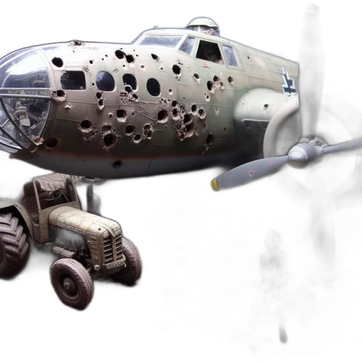 weapon, concept art, 3d render, photorealistic, fantasy art, outer space, wwii-era, bomber transparent PNG cut-out