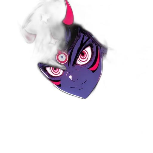 mask, hat, creature, face, vaporwave, anime, 3d render, concept art transparent PNG cut-out