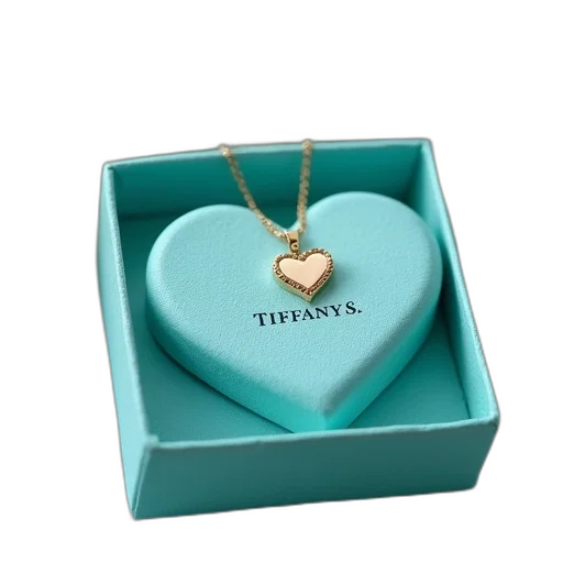 jewelry, heart, necklace, sitting, tiffany, box, next, small transparent PNG cut-out