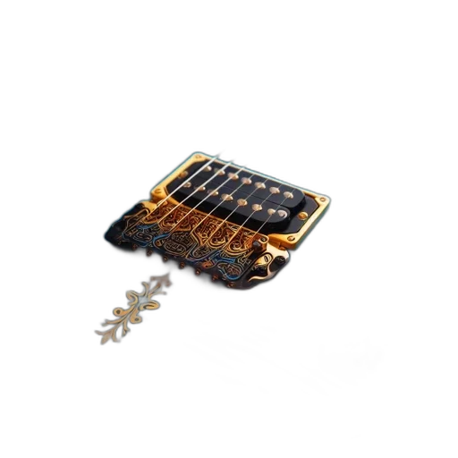 robot, jewelry, crown, weapon, 3d render, electric, guitar, primarily transparent PNG cut-out