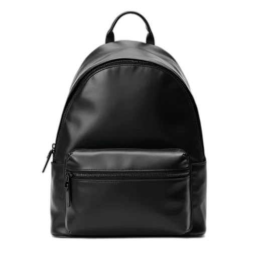 jacket, 3d render, photorealistic, dark, black, leather, backpack, front transparent PNG cut-out