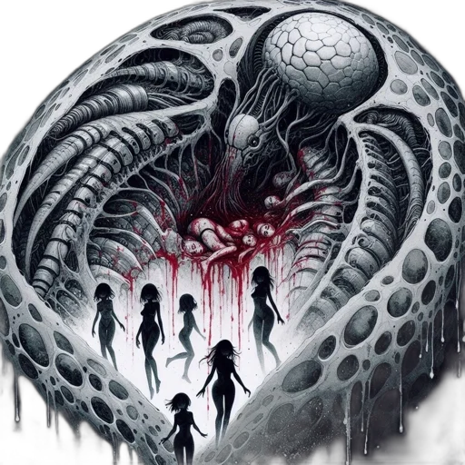 creature, concept art, comic book art, fantasy art, outer space, organic, tentacled, entity transparent PNG cut-out