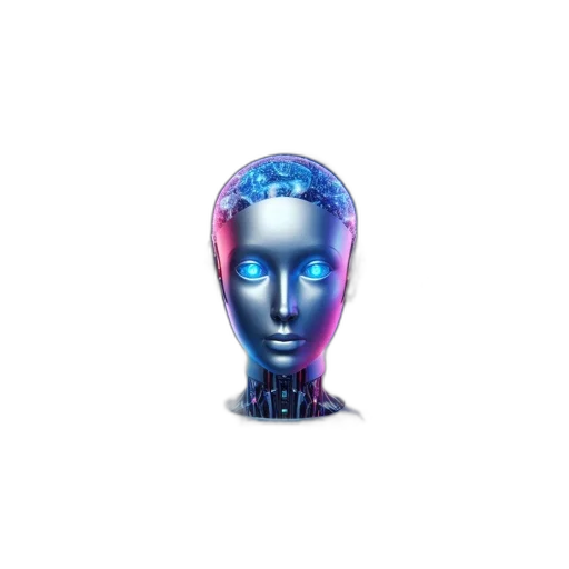 robot, face, mask, crown, vaporwave, cyberpunk, 3d render, concept art transparent PNG cut-out
