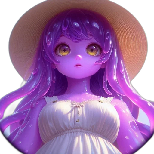 hat, creature, dress, face, fantasy art, 3d render, concept art, anime transparent PNG cut-out
