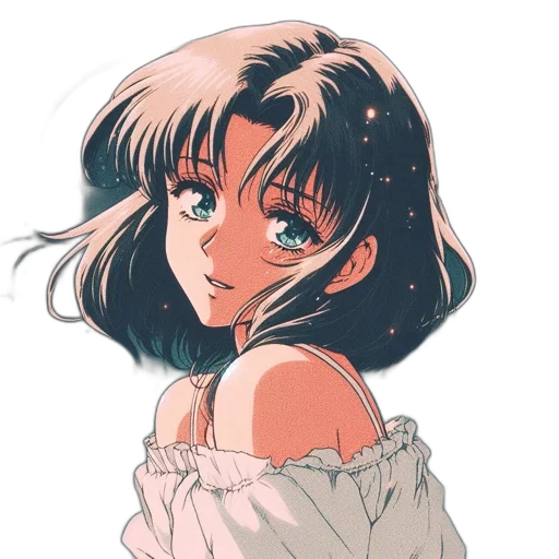 dress, face, robot, flower, anime, watercolor, vaporwave, concept art transparent PNG cut-out
